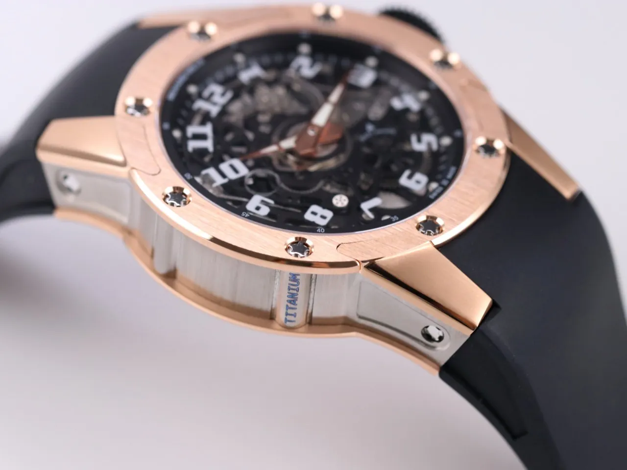 Best Replica Richard Mille RM 63-01 Dizzy Round Skeleton Dial Automatic Watch Big-Date Rose Gold Case