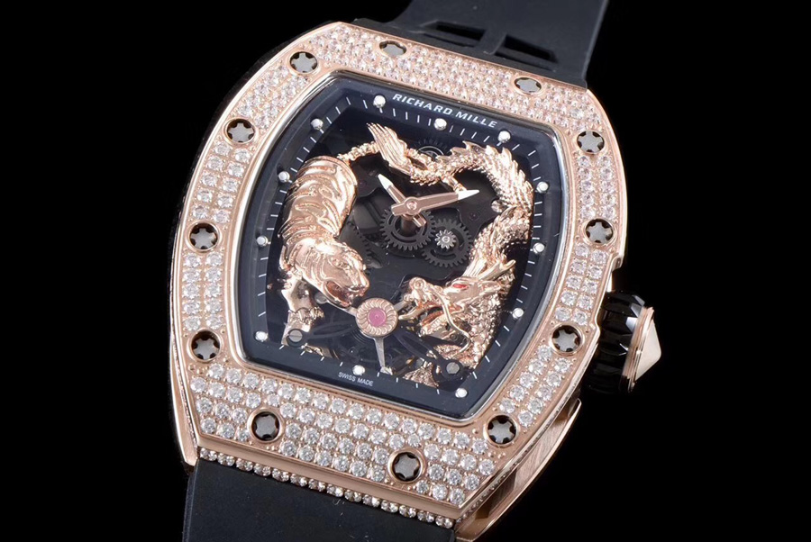 Richard Mille Replica RM 051 Black Strap Sapphire Mirror