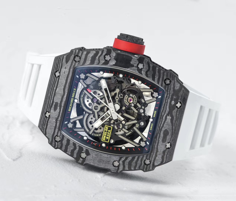 Richard Mille Replica RM 035-2 White Strap Skeleton Dial Folding Buckle