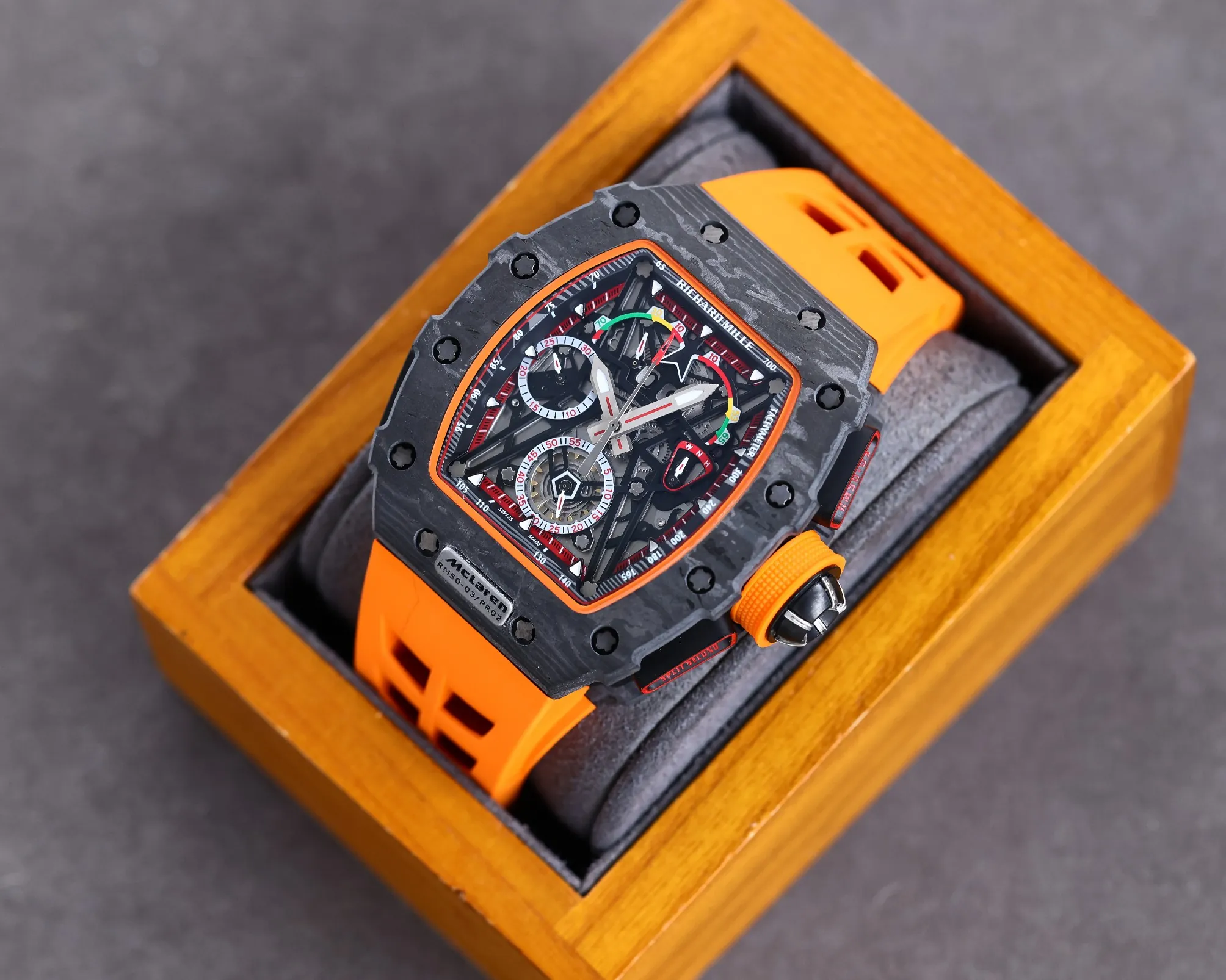 Richard Mille RM 50-03 McLaren Replica Tourbillon Chronograph – Super Clone Carbon Fiber Luxury Watch