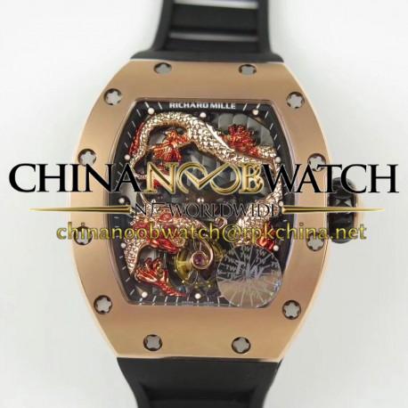 RM057 Tourbillon Dragon Jackie Chan TWF Rose Gold Black &amp; Rose Gold Skeleton Dial Swiss Tourbillon