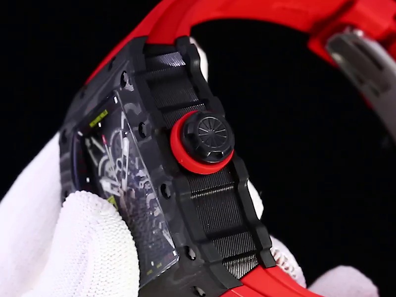 Swiss Richard Mille RM 35-02 Replica Watch – Premium Carbon Fiber Case, Skeleton Dial &amp; Bold Red Strap