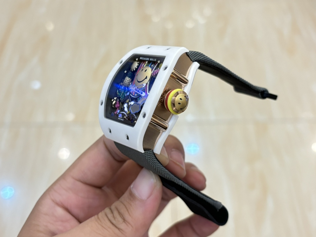 Richard Mille RM 88 Replica – White Ceramic, Black Strap, Swiss Tourbillon Look