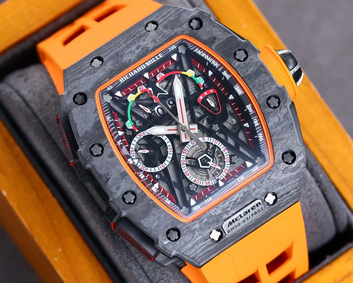 Richard Mille RM 50-03 McLaren Replica Tourbillon Chronograph – Super Clone Carbon Fiber Luxury Watch