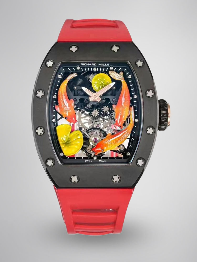 Replica Richard Mille RM S10 Koi Tourbillon Watch – Red Rubber Strap, Quality