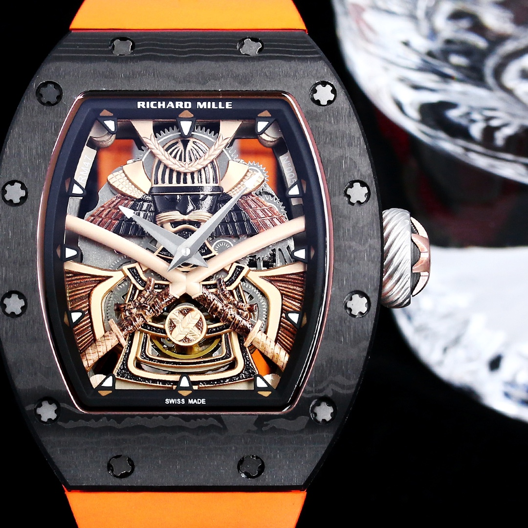 High-End Luxury Replica Richard Mille RM 47 Samurai Watch – Carbon Barrel Case, Swiss Tourbillon Movement