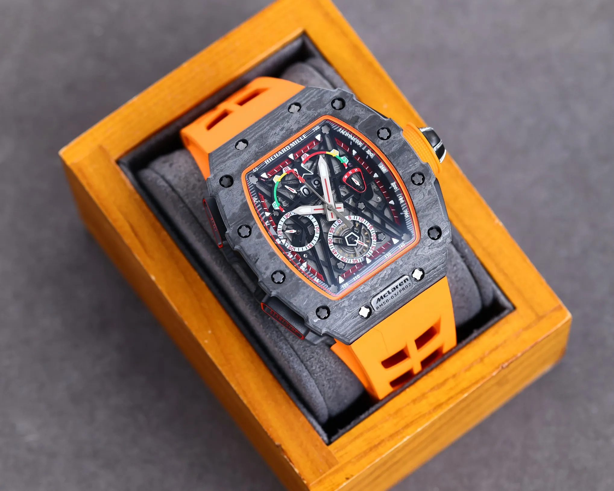 Richard Mille RM 50-03 McLaren Replica Tourbillon Chronograph – Super Clone Carbon Fiber Luxury Watch