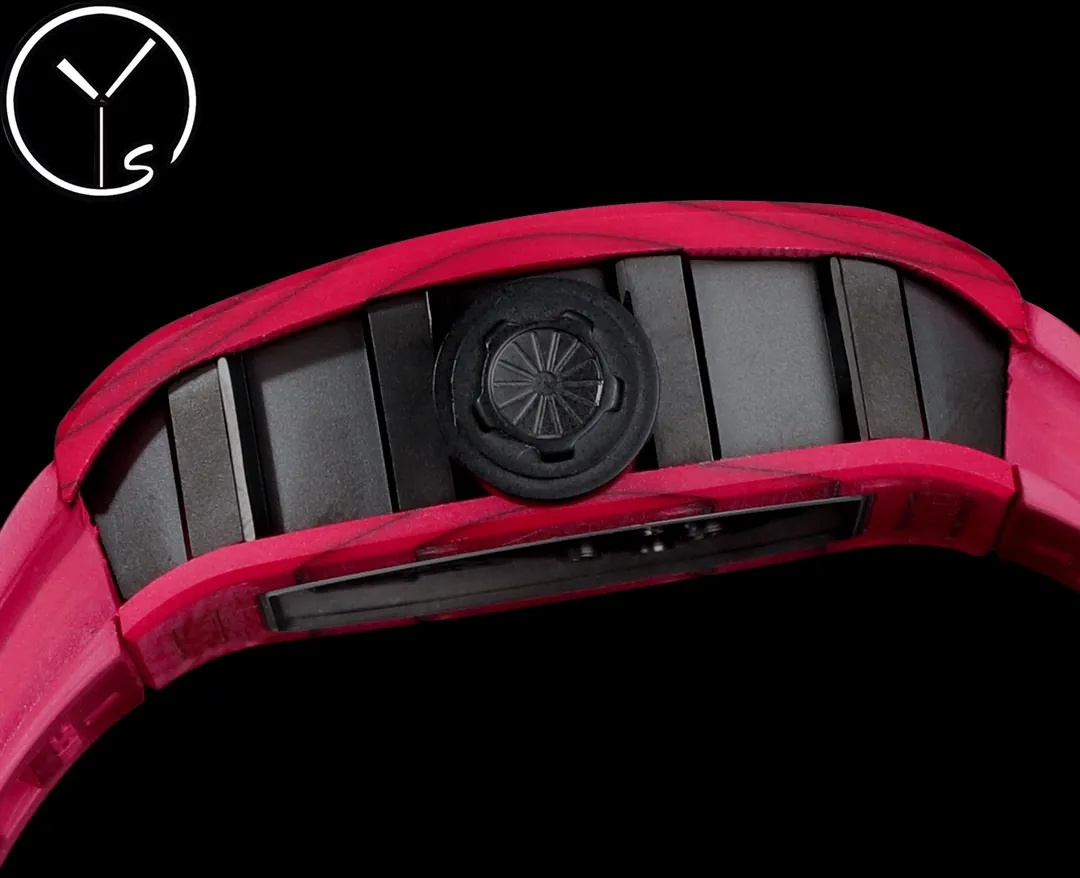 Richard Mille RM 052 Replica Red Carbon Case Skull Skeleton Dial Red Rubber Strap Luxury Sports Wristwatch