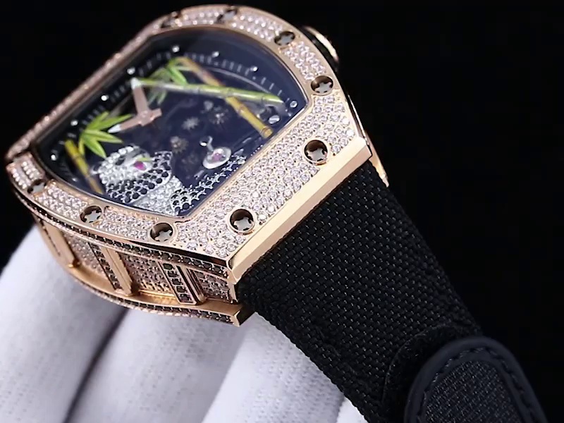 Luxurious Richard Mille RM 26-01 Panda Replica Watch – Swiss Tourbillon, Diamond-Set Case, Skeleton Dial