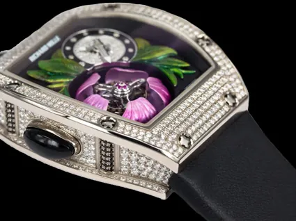 Richard Mille RM 19-02 Replica, Diamond-Set Case 3D Flower Skeleton Dial Luxury Ladies Automatic Wristwatch
