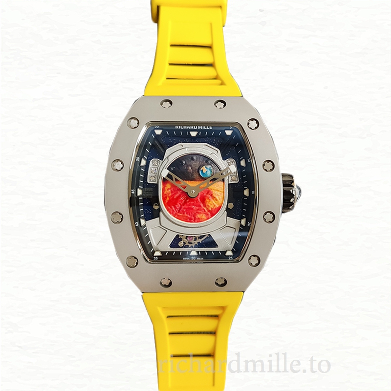Richard Mille RM52-05 Men Mechanical Rubber Band Mars Earth Dial Watch