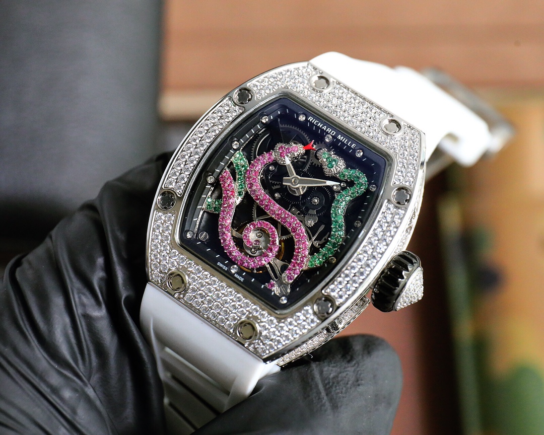 Replica Richard Mille RM 026 Serpent Luxury Tourbillon Watch, Diamond White Gold Case, Double Serpent Design