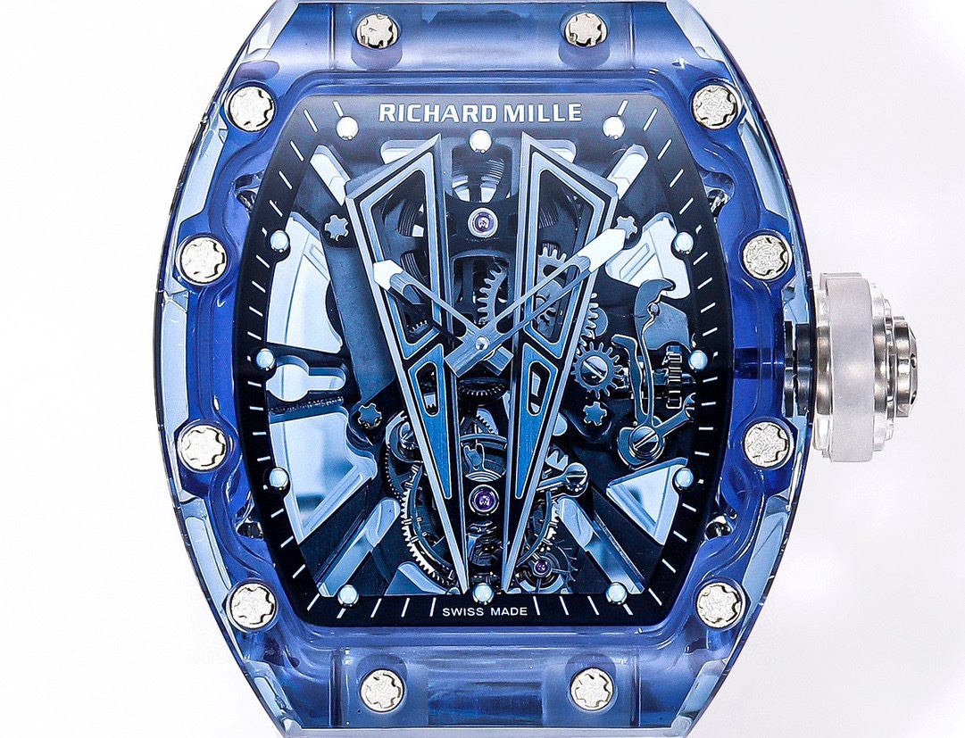 Richard Mille RM 27-03 Replica Blue Sapphire Crystal Watch | Skeleton Design, Fully Transparent Case