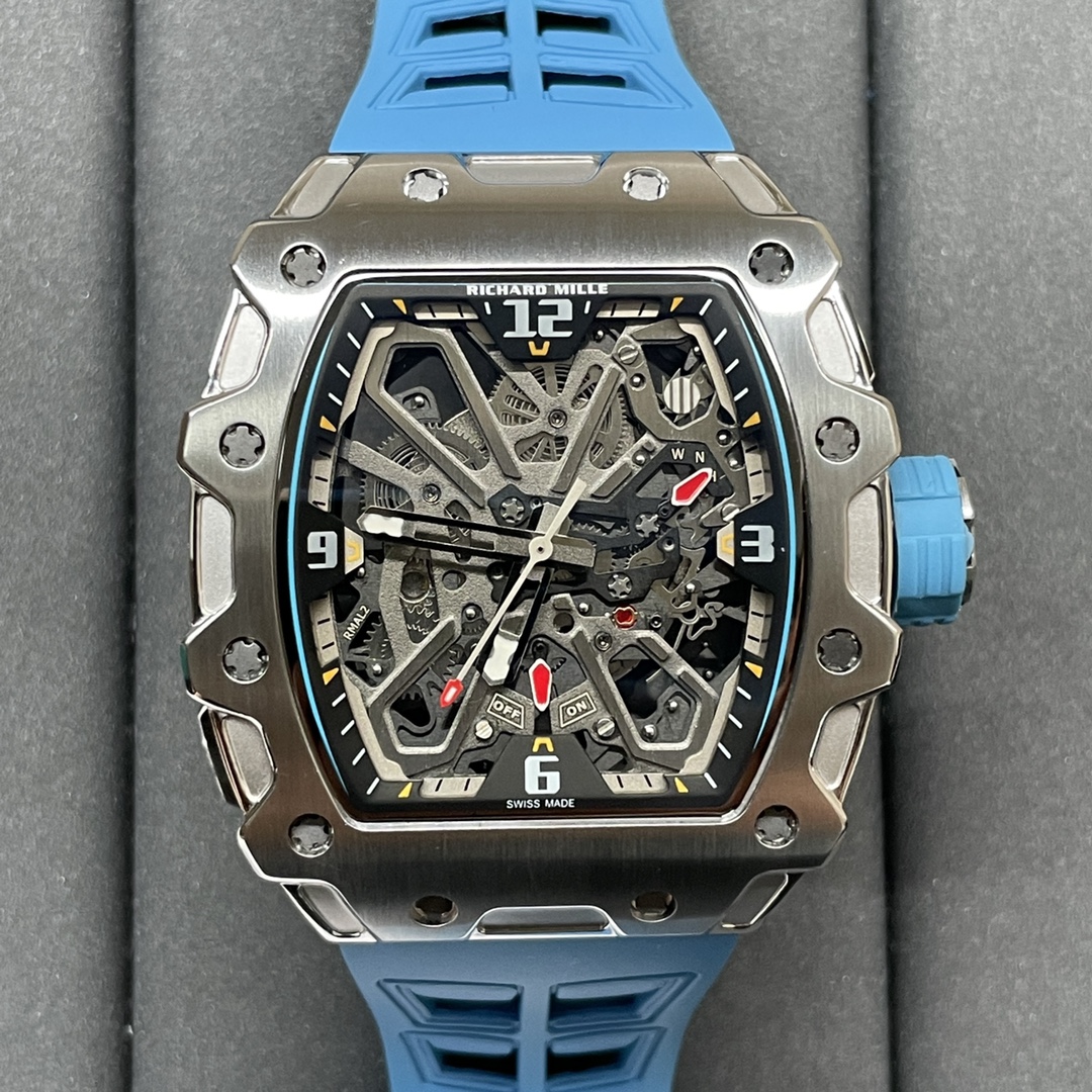Luxury Replica Richard Mille RM 35-03 Rafael Nadal Skeleton Dial Blue Strap Watch For Men