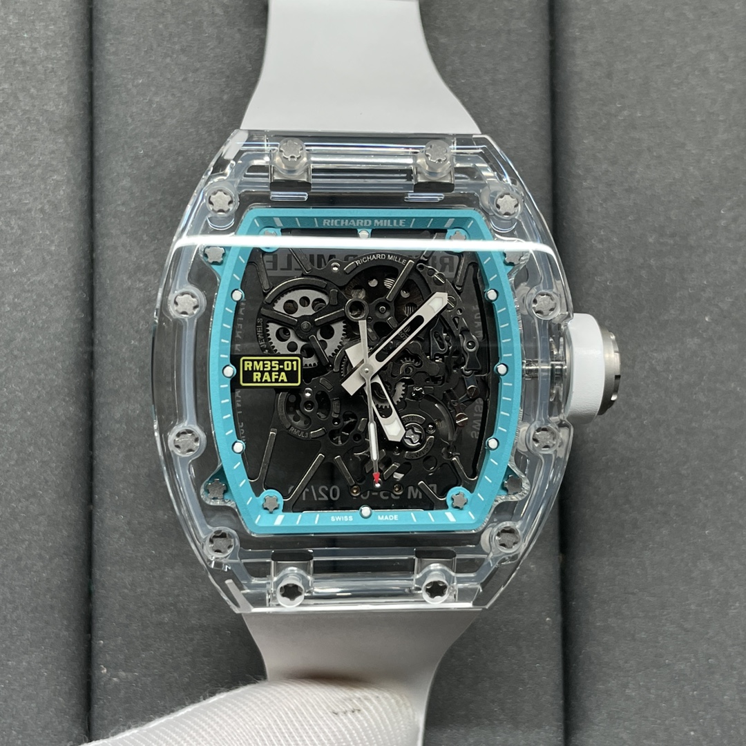 Replica Richard Mille RM 35-01 Rafael Nadal Watch – Swiss Tourbillon Movement, Skeleton Dial, Crystal Glass Case