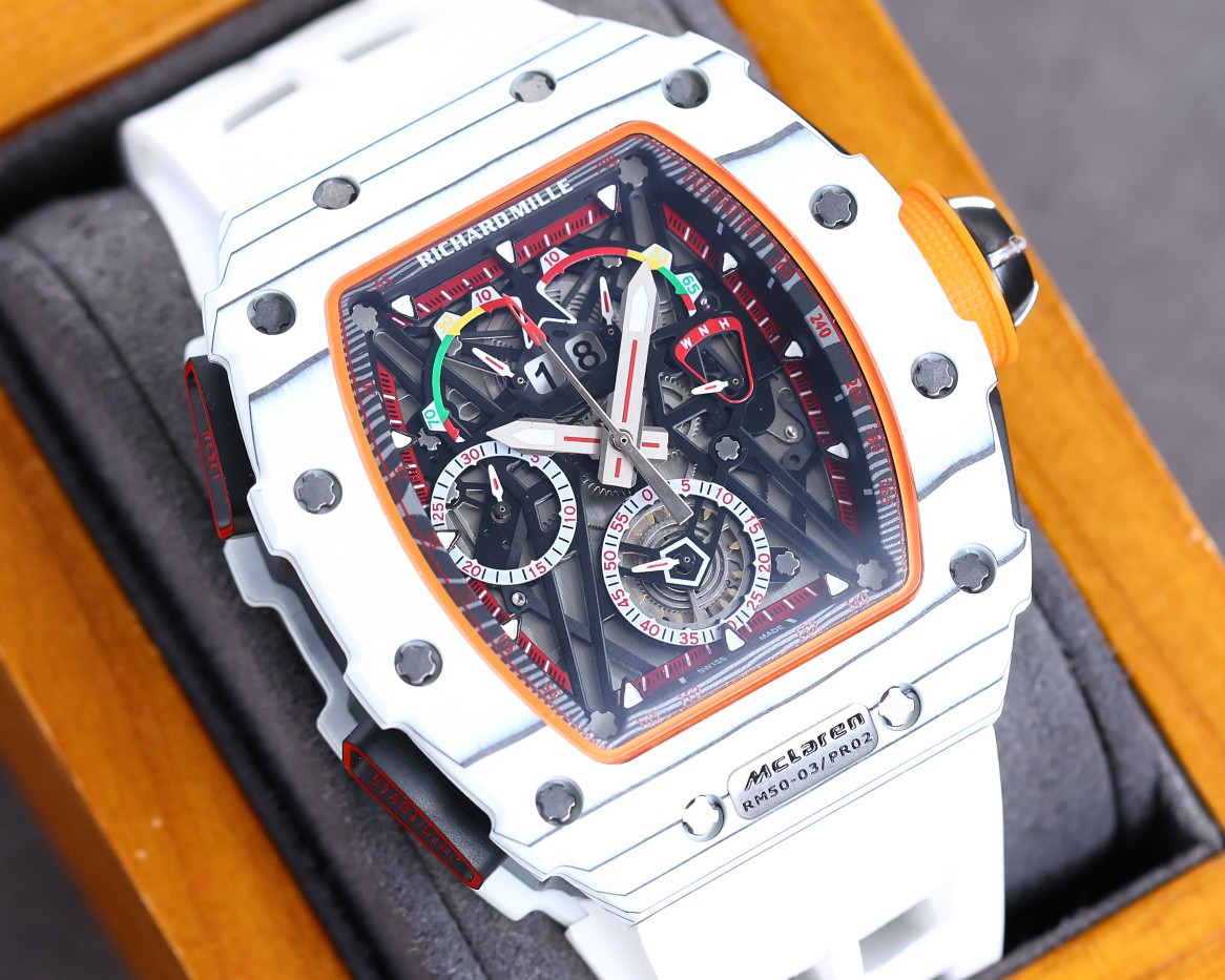 Replica Richard Mille McLaren RM 50-03 – Ultra Lightweight Swiss Skeleton Watch In White Case