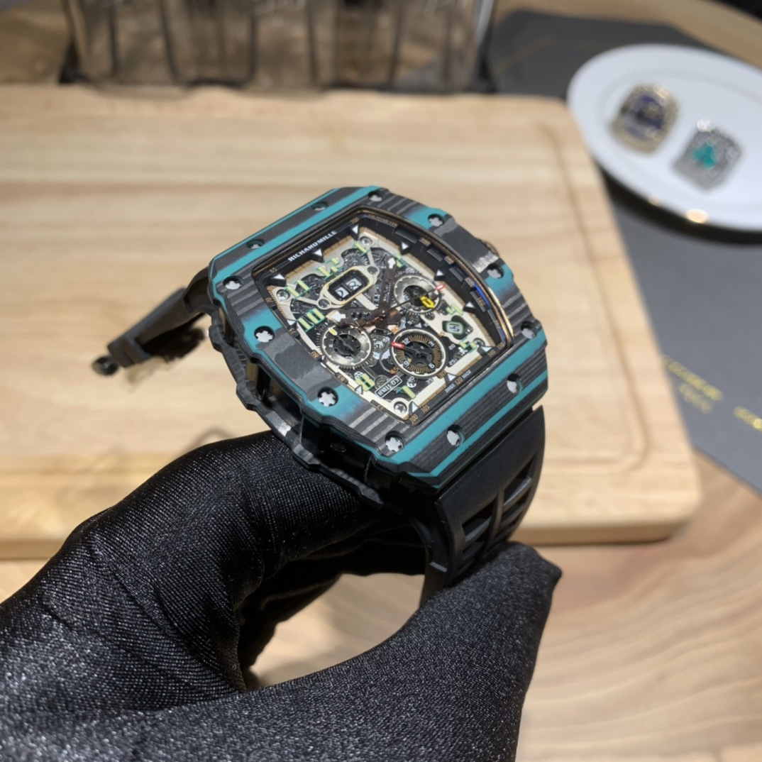 Swiss Replica Richard Mille RM 11-03 Carbon Turquoise Case Watch – Skeleton Dial Luxury Men's Timepiece