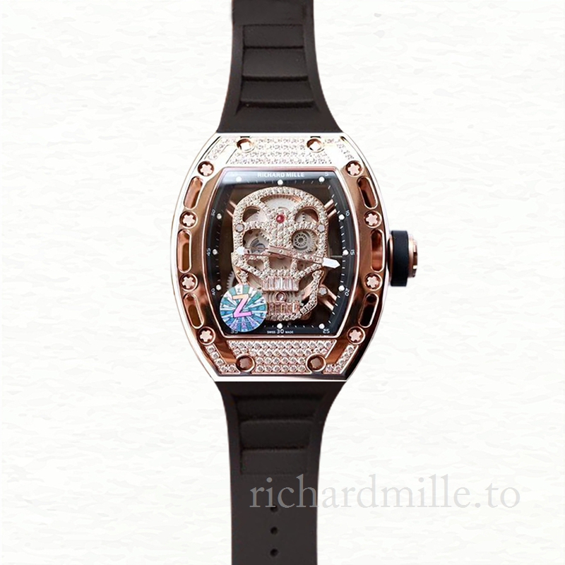 Richard Mille RM052 Mechanical Men Watch Rose Gold Skull Dial