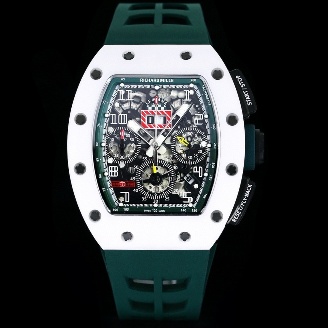Luxury Replica Richard Mille RM 011 Massa Flyback Chronograph – Swiss Movement, Green Rubber Strap