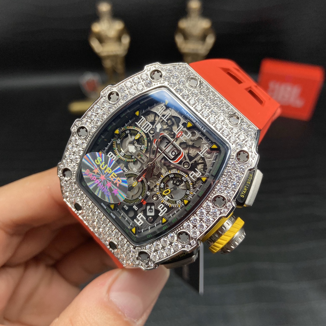 Replica Richard Mille RM 11-03 Men’s Watch with Diamond Bezel And Skeleton Dial Design