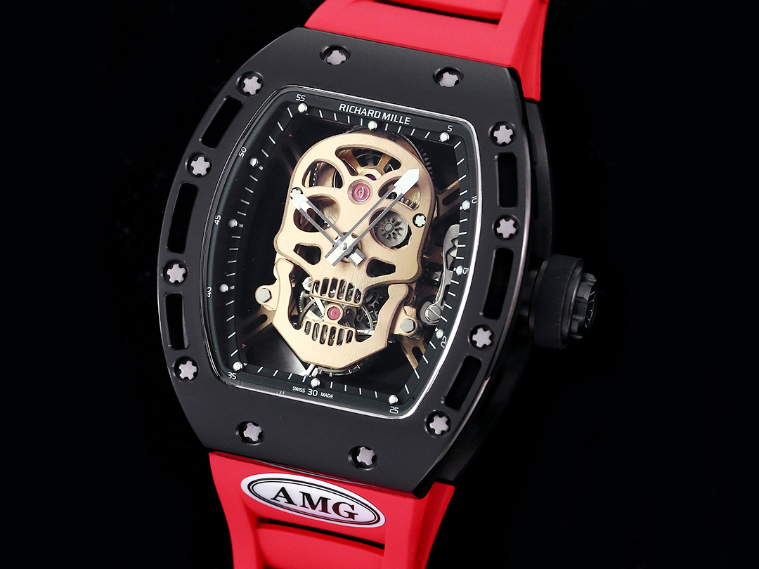 Best Swiss Replica RICHARD MILLE RM 52 Watch – Skeleton Tourbillon , Red Strap