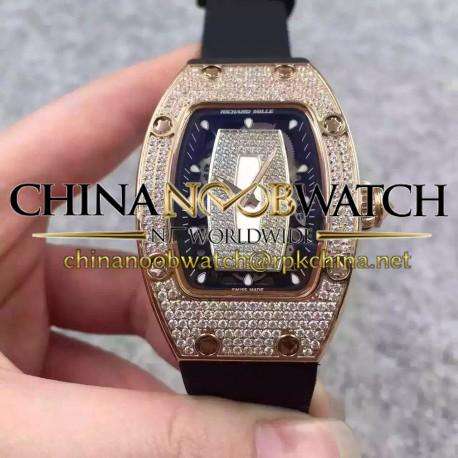 RM07 Ladies Rose Gold &amp; Diamonds Black &amp; Diamonds Dial M6T51