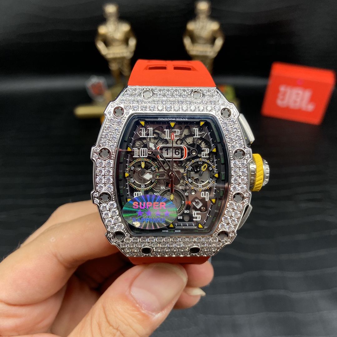 Replica Richard Mille RM 11-03 Men’s Watch with Diamond Bezel And Skeleton Dial Design