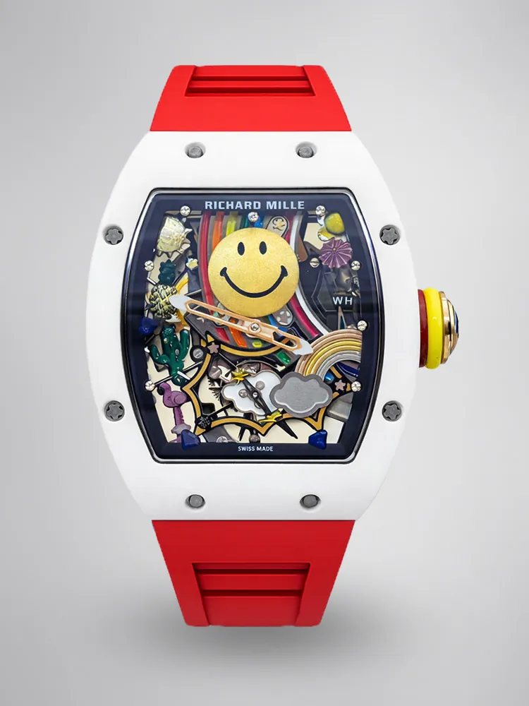 Richard Mille RM 88 Smiley Automatic Tourbillon Best Swiss Replica – 39mm White Ceramic Blue Strap