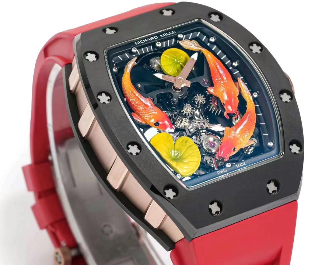 Replica Richard Mille RM S10 Koi Tourbillon Watch – Red Rubber Strap, Quality