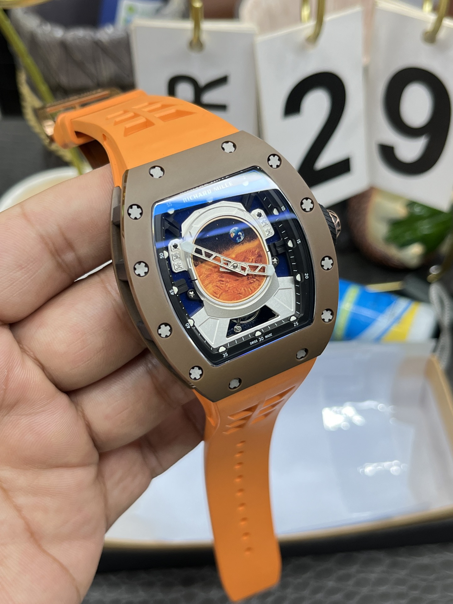 Richard Mille RM52-05 Pharrell Williams Brown Cermet Tourbillon 50mm Replica Watch