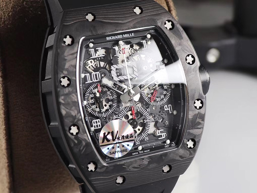 Richard Mille Replica RM 011 Black Strap Black Dial