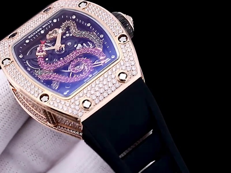 Swiss Richard Mille RM 026 Replica Serpent Dial Watch – Rose Gold Plated Skeleton Design With Diamond Case For Collectors