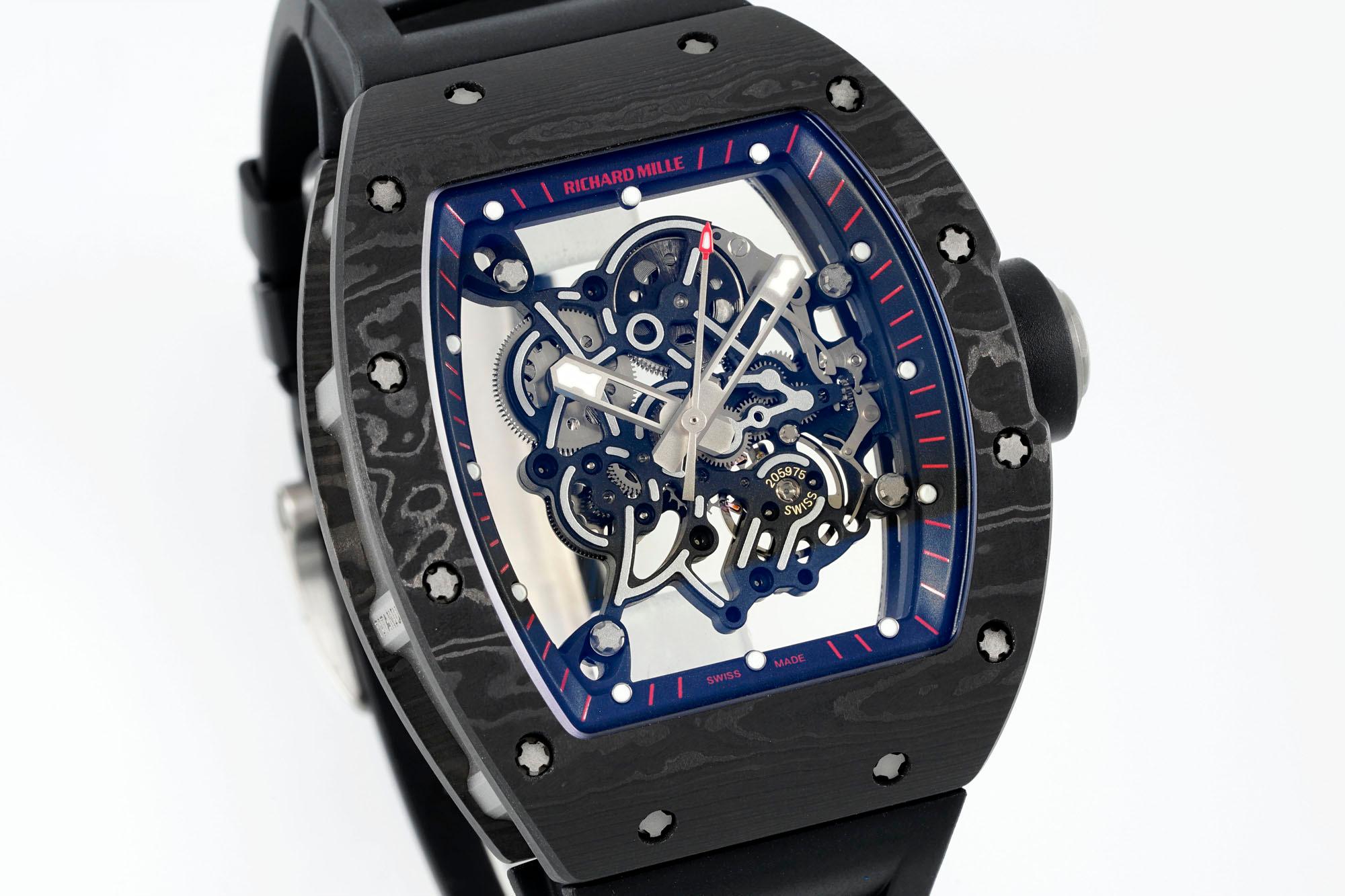 Richard Mille RM055 Skeleton Watch with Black Rubber Strap – Super Clone