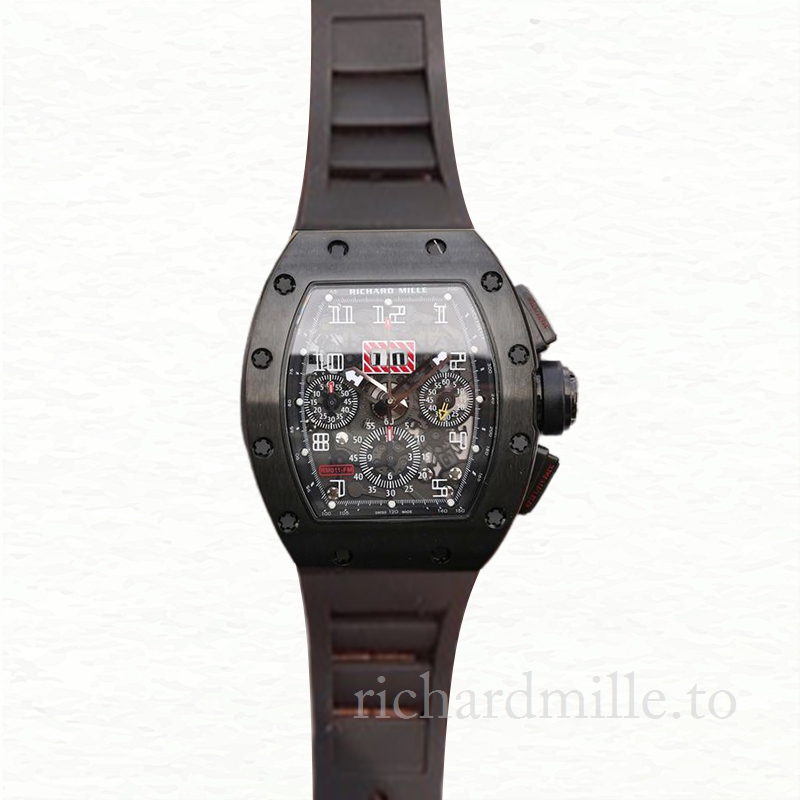 Richard Mille RM011 Automatic Men Rubber Band Watch Transparent Dial