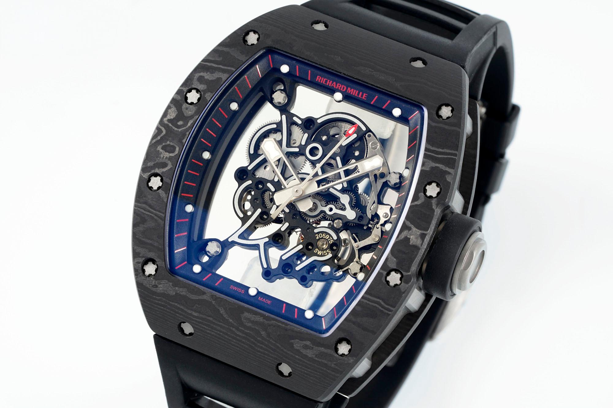 Richard Mille RM055 Skeleton Watch with Black Rubber Strap – Super Clone
