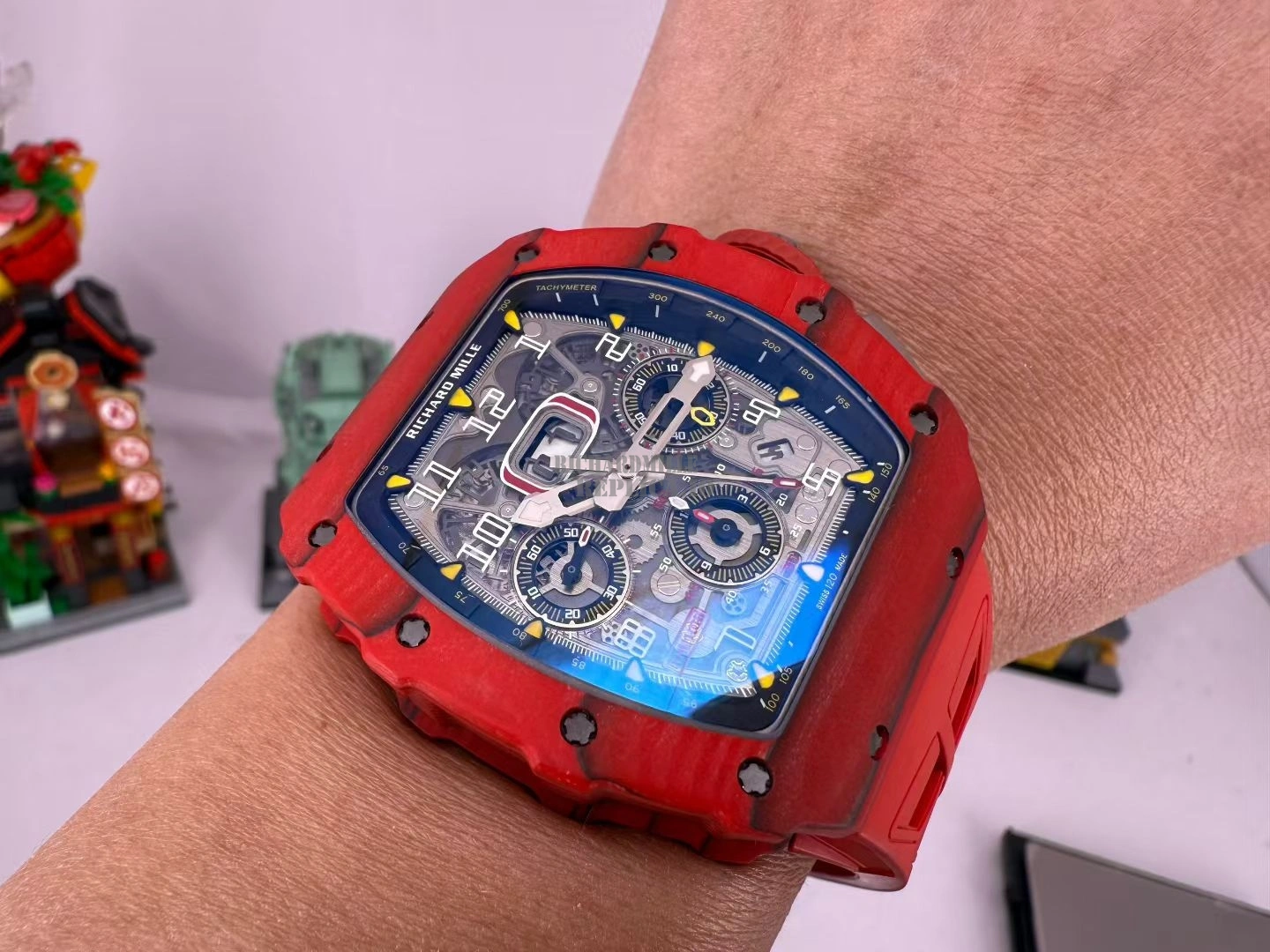 Richard Mille RM 11-03 Red Carbon Fiber Full Skeleton 7750 Automatic Replica Watch