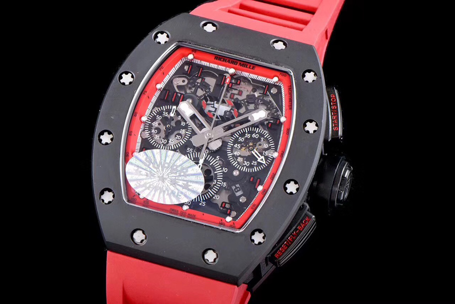Richard Mille Replica RM 011 Red Rubber Strap