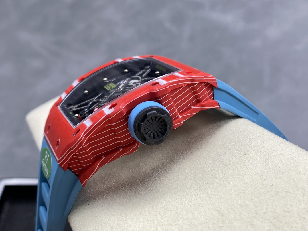 Premium Swiss Richard Mille RM35-02 Rafael Nadal Replica Tourbillon – Carbon Case & Blue Strap Luxury Skeleton Watch For Men