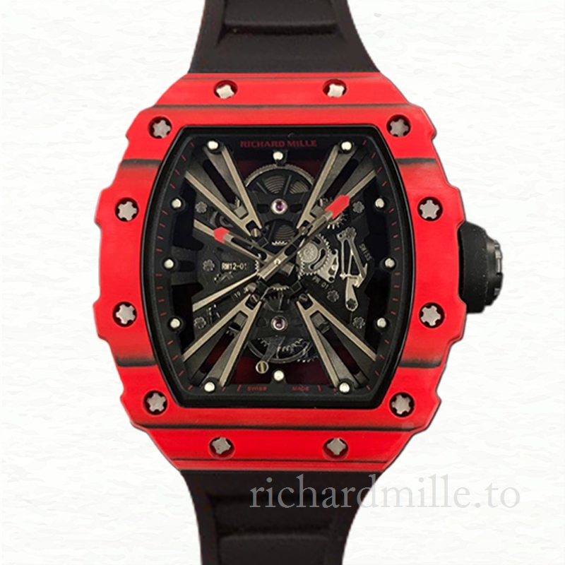 Richard Mille RM12-01 Men Mechanical Watch Transparent Dial Rubber Band