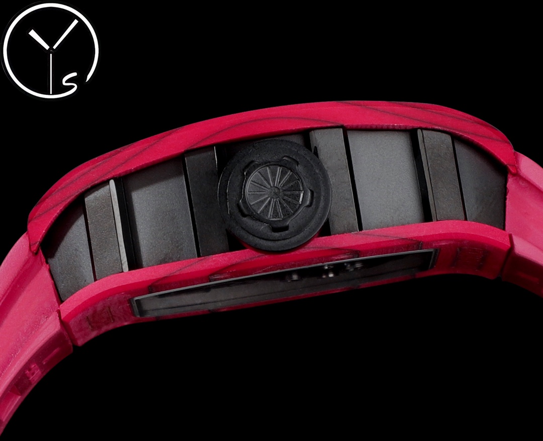 Best Richard Mille RM52-01 Replica - Red Rubber Strap, Skeleton Dial, Swiss Tourbillon, Carbon Fiber Case