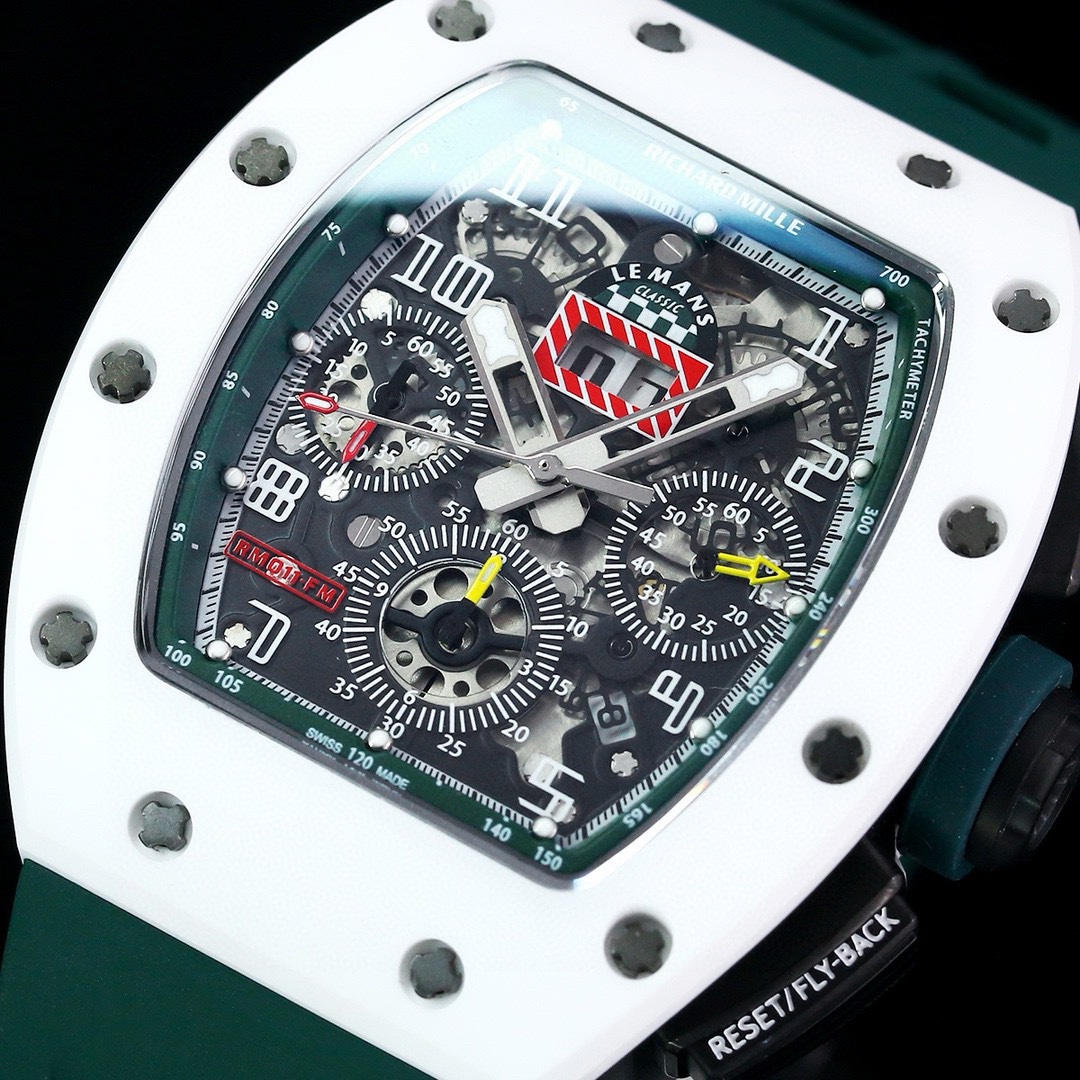 Luxury Replica Richard Mille RM 011 Massa Flyback Chronograph – Swiss Movement, Green Rubber Strap