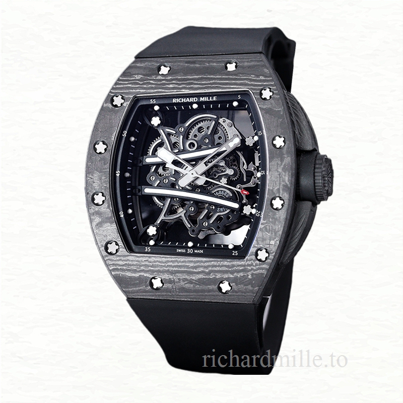 Richard Mille RM 61-01 Automatic Men Carbon Fiber Transparent Dial Rubber Band