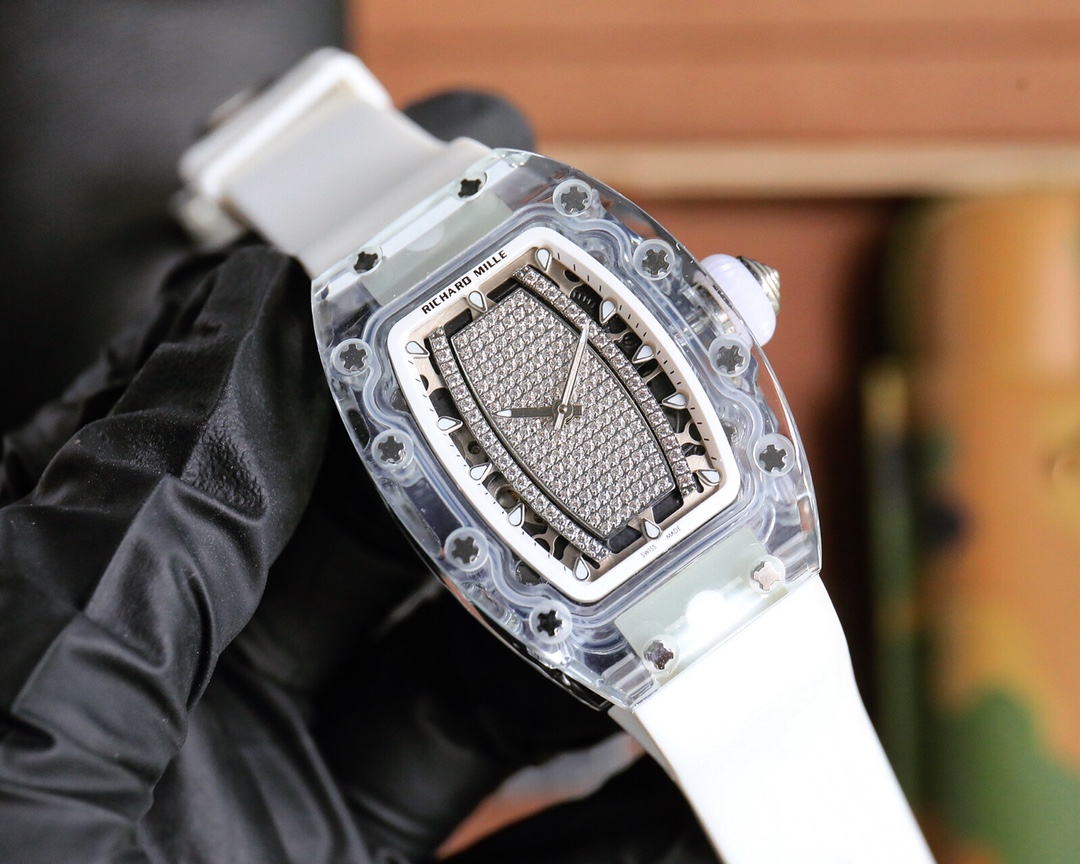 Super Clone Richard Mille RM 07-02 Replica Diamond Pavé Dial Sapphire Crystal Case Women's Watch