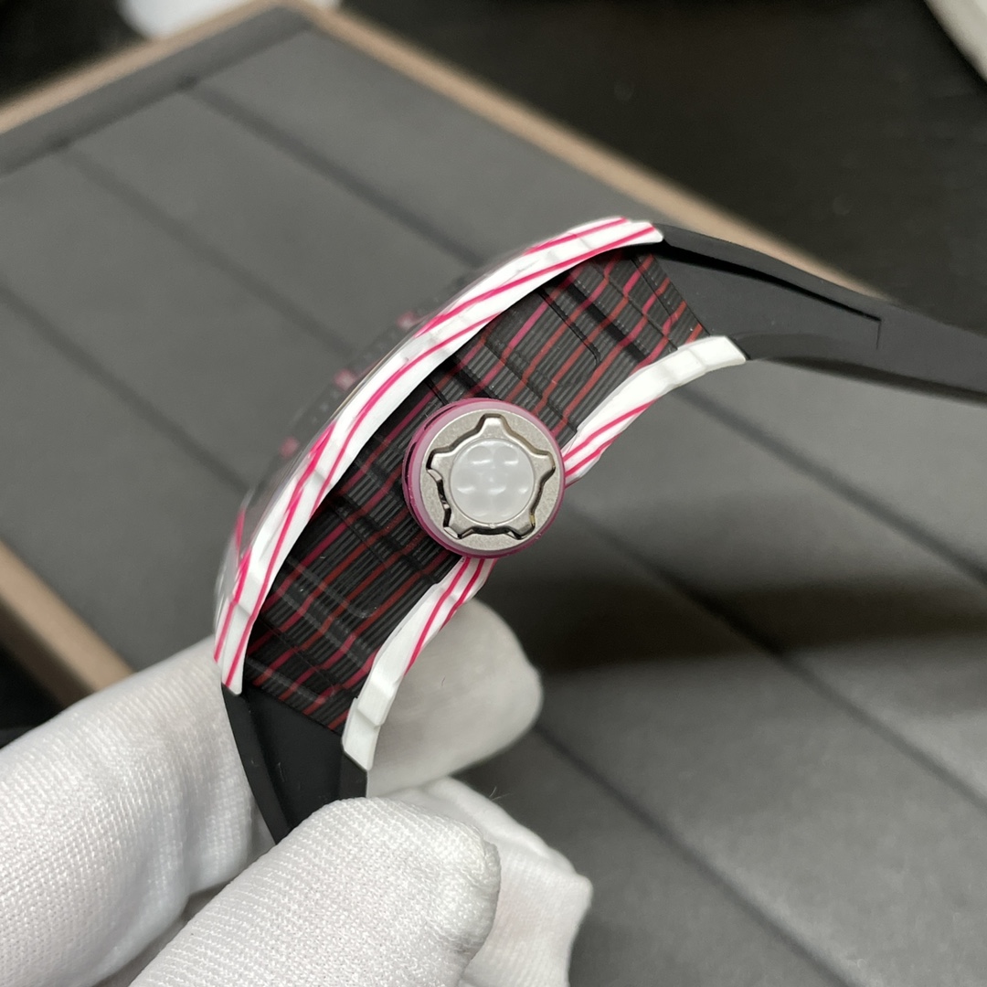 Richard Mille RM 38 02 Bubba Watson Replica Swiss Tourbillon 43mm White Pink Quartz TPT Skeleton Dial