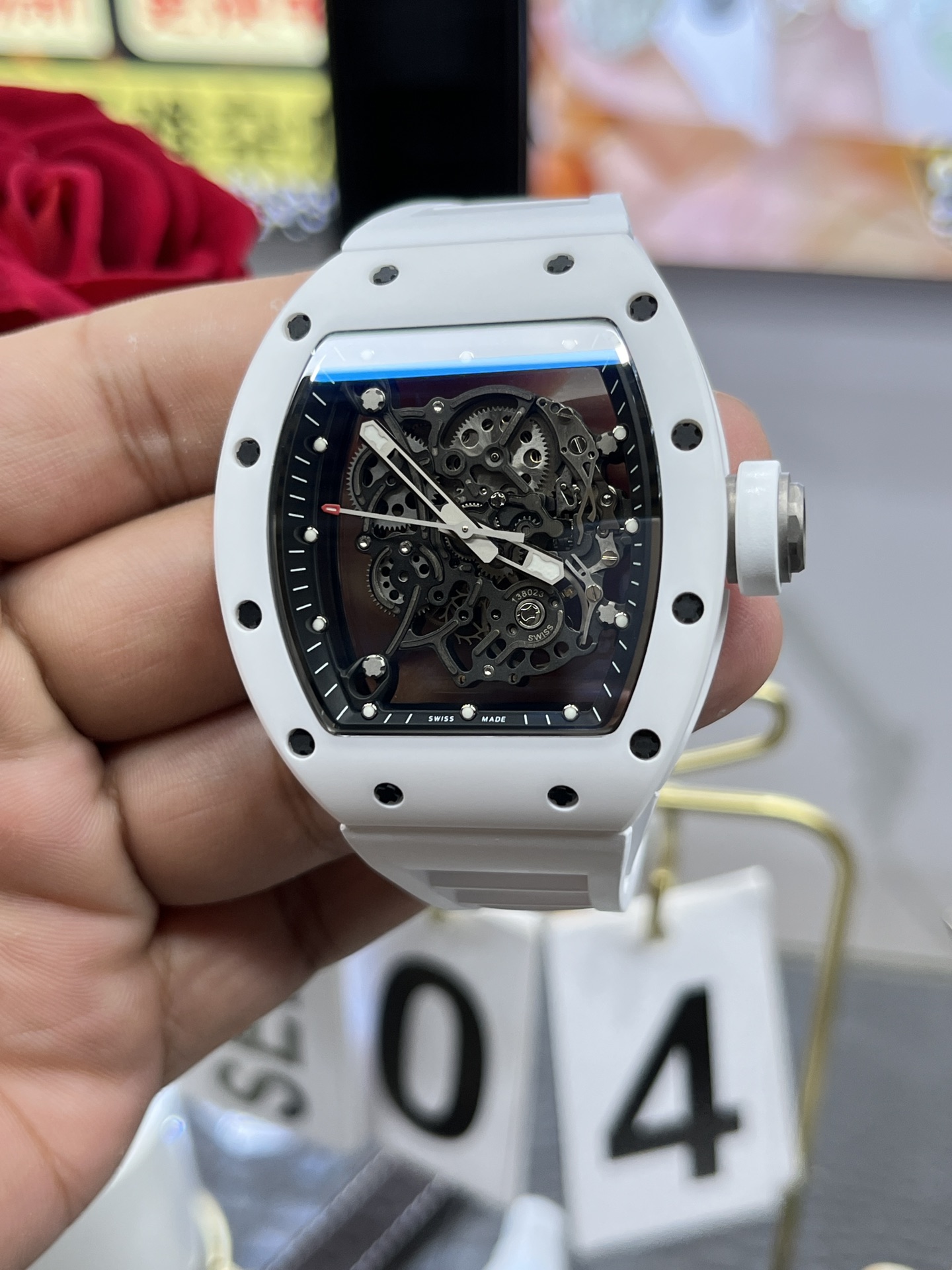 Richard Mille RM055 BBR White Ceramic Skeleton Swiss Replica Sports Watch, Super Clone