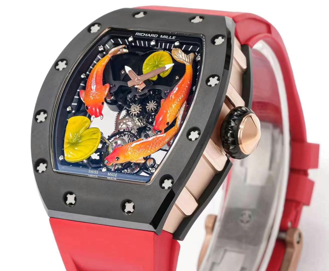 Replica Richard Mille RM S10 Koi Tourbillon Watch – Red Rubber Strap, Quality