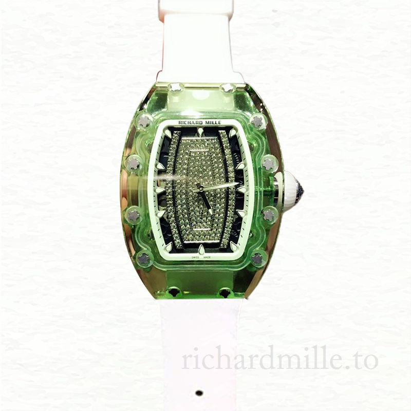 Richard Mille RM07-02 Ladies Automatic Black With Diamonds Dial Watch Rubber Band
