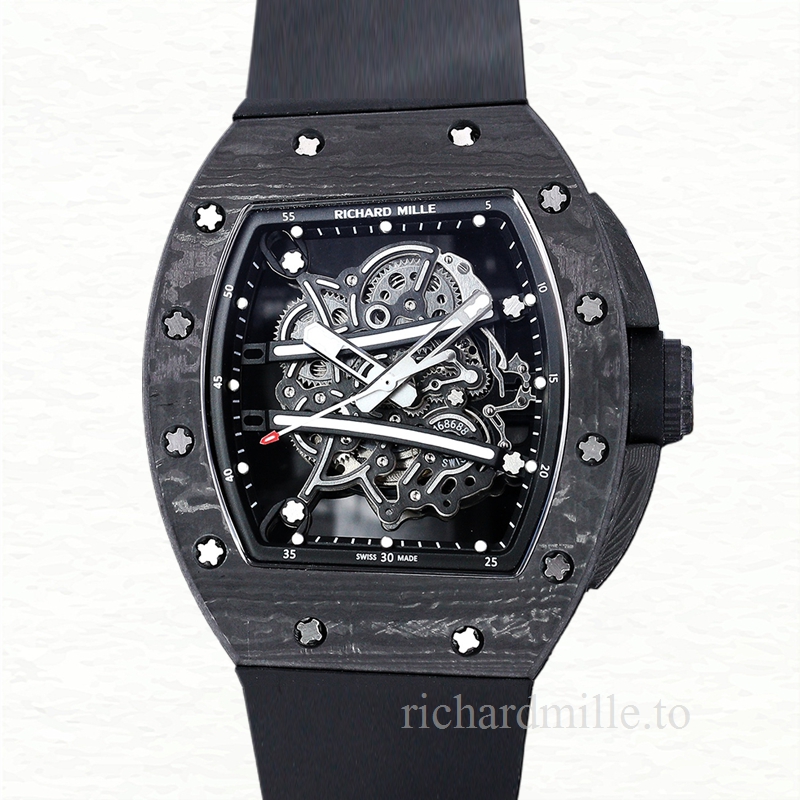 Richard Mille RM 61-01 Automatic Men Carbon Fiber Transparent Dial Rubber Band