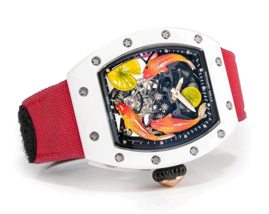 Best Replica Richard Mille RM S10 Koi Tourbillon Watch – Red Strap