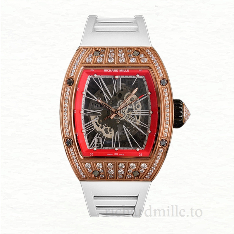 Richard Mille RM023 Men Automatic Transparent Dial Rubber Band Roman Numeral
